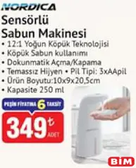 NORDİCA SENSÖRLÜ SABUN MAKİNESİ fiyat ve kampanya bilgisi